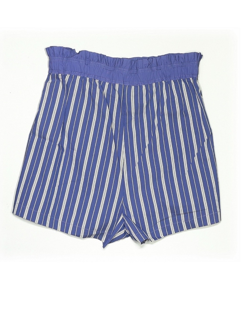 Lulus NWT Blue Stripe Paperbag High Rise Cotton Shorts Small Coastal - Picture 3 of 5